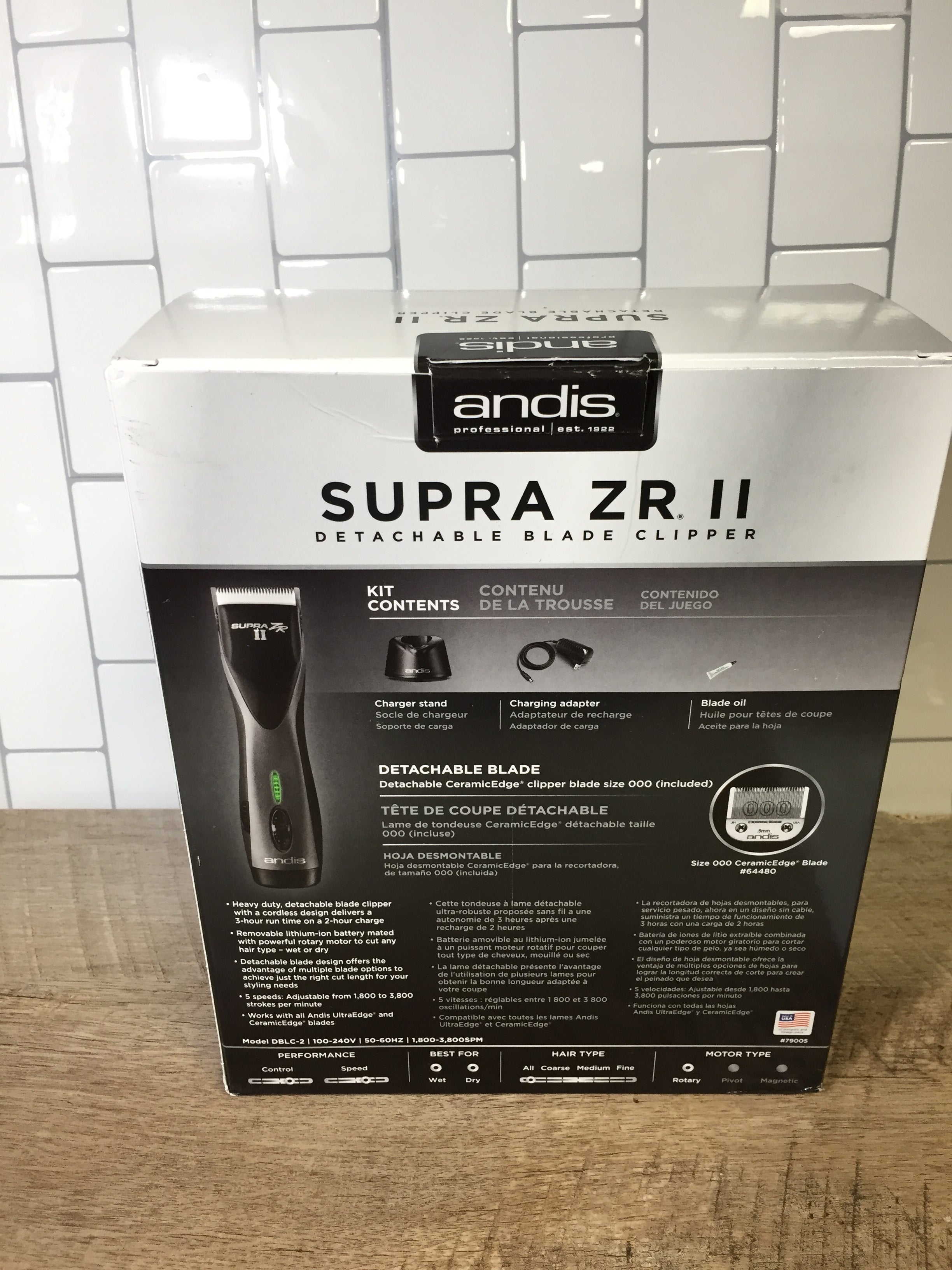 Andis 79005 Supra ZR II Cordless 5-Speed Clipper With Lithium Ion Battery (6950829588663)